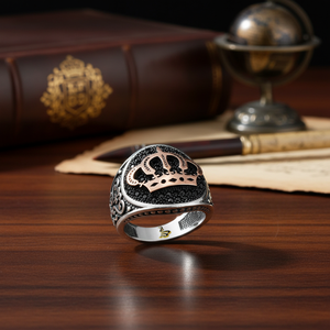 925K Sterling <b>Silver</b> Crown <b>Men</b> <b>Ring</b> - Product Image 3