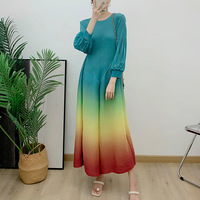 Robe longue plissée pour femme 2026, nouvelle collection, avec manches lanternes, style décontracté, robe maxi ombrée avec taille élastique