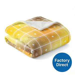 <span class=keywords><strong>Plaid</strong></span> géométrique <span class=keywords><strong>jaune</strong></span> confortable et chaud pour la décoration intérieure, 300 g/m², flanelle compressée sous vide, 50x60 pouces, motif personnalisé, utilisation en avion - Product Image 2