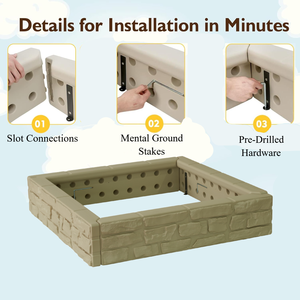 Grand lit de jardinière de jardin carré et durable en plastique HDPE de 4 pieds de style marbre pour la plantation <span class=keywords><strong>hors</strong></span> <span class=keywords><strong>sol</strong></span> en extérieur - Product Image 5