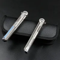Couteau de chasse pliable GETWICK CT-4 en titane pour le camping en plein air, facile à transporter, lame en acier M390, outil multifonctionnel - Cadeau