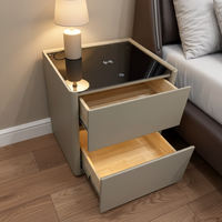 Table d'appoint intelligente à 2 tiroirs avec chargeur sans fil, lumière LED, miroir, style moderne minimaliste, table de chevet, armoire de rangement pour chambre à coucher
