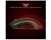 Souris de jeu filaire RGB lumineuse Red Dragon M711, souris ergonomique pour ordinateur portable/ordinateur, interface USB, rechargeable, en plastique