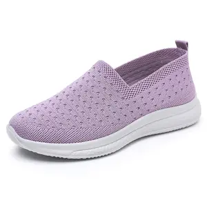 Sneakers Dames Casual Zachte Flexibele Pvc Custom Gebreide Mesh Sneakers Damesschoenen Witte Tennisschoenen