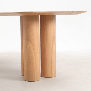 Scandinavian tái chế hình chữ nhật đơn giản gỗ rắn hội nghị bàn văn phòng sáng tạo cột chân bàn ăn - Product Image 4