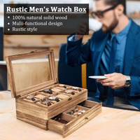 Boite de montre à 10 fentes pour hommes et femmes Porte-montre en bois Organisateur d'affichage pour hommes Cadeau pour petit ami Fête des pères Anniversaire