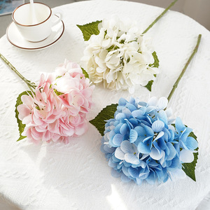 Flor de Hortensia Artificial de Tallo Único, Flor de Seda con Tacto Natural, Decoración para Bodas y Hogar, Blanca, Rosa, Azul - Product Image 1