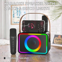 Machine de karaoké avec 2 microphones, enceinte Bluetooth portable avec poignée, lumière LED RGB pour adultes, enfants, fêtes, scène, cadeaux