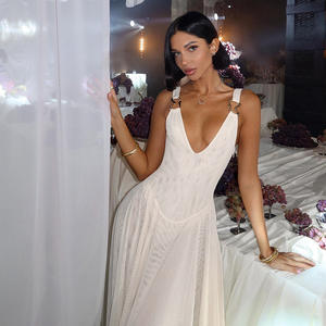 OuYaan Sexy Durchsichtiges Netz Maxi Sommerkleid Frauen Elegante Lange Kleider Frau Rücken freie Abendkleider - Product Image 6