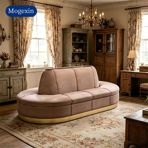 Modern Luxury Curved <b>Sofa</b>, Italian Style Upholstered Velvet <b>Sofa</b> with Gold Metal Base for Living Room - Product Image 1