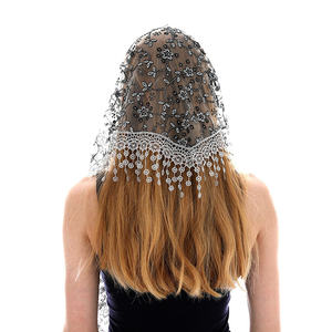 HZW-22003 Mantilla Española de Encaje para Mujer en Blanco, Velo Católico para Capilla e Iglesia, Chal para Cubrir la Cabeza en Misa y Pañuelos - Product Image 6