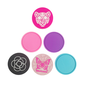 Printed PVC Silicone Cup Coaster <b>Round</b> Rubber Drink <b>Mat</b> Non Slip Heat Resistant <b>Table</b> Protector Pad for Daily Use - Product Image 3