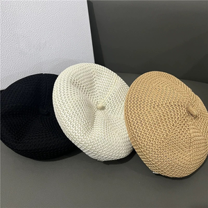 Custom Logo Mesh Knit <b>Beret</b> Hat - Breathable Hollow Crochet Summer <b>Beret</b> - Product Image 4