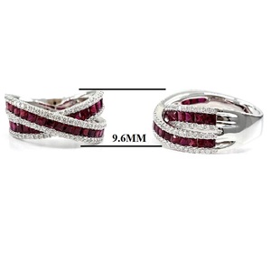 Bijoux fins Brillant Haute qualité Or blanc massif 18 carats Véritable diamant princesse Pierre précieuse rubis du Sri Lanka Bague torsadée pour fille - Product Image 2