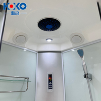 HOKO Cabine de douche de sauna à vapeur multifonctionnelle carrée de luxe en verre trempé avec cadre en aluminium pour la maison et l'hôtel