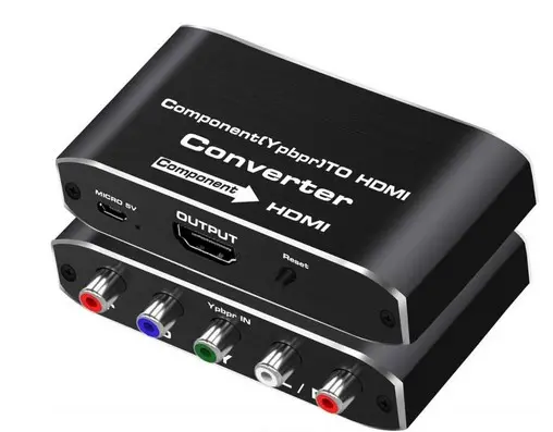 HDMI a componente convertidor con Scaler función HDMI YPbPr 5RCA <span class=keywords><strong>RGB</strong></span> Scaler adaptador V1.4 con R/L de salida de Audio de apoyo