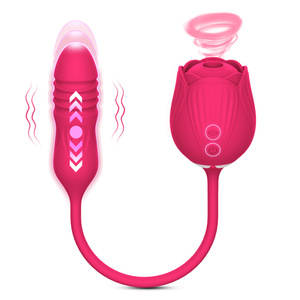 Juguete Sexual Femenino en Forma de Rosa, Potente Vibrador de Clítoris con Succión, Vibrador de <span class=keywords><strong>Doble</strong></span> Cara con Lengua Estimulante en Forma de Rosa para Parejas - Product Image 1