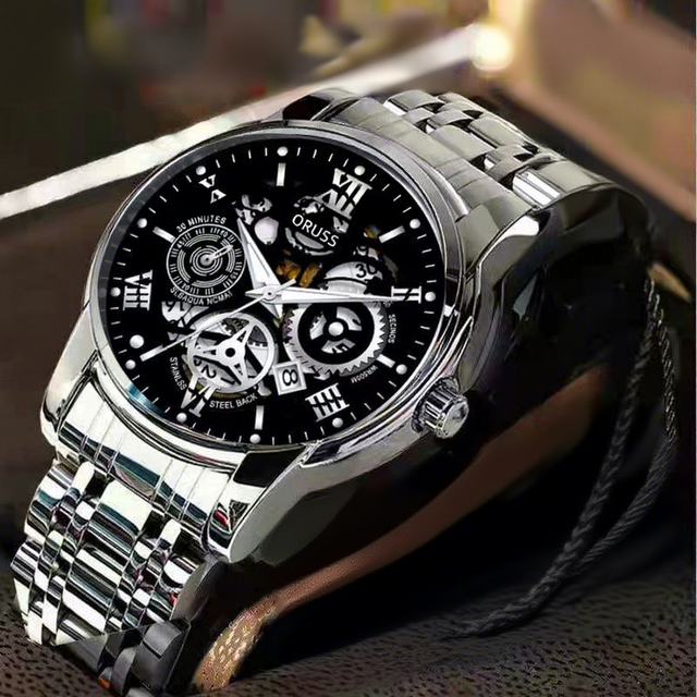 High-quality Fashionable Waterproof Men's Watch with Night Light Openwork diamond Inlay Calendar Function Men's Movement Watch.