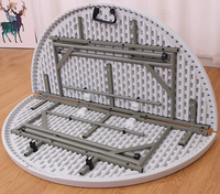 Table pliante ronde en fer portable pour le camping, au design moderne, pour l'extérieur et la salle à manger, facile à transporter