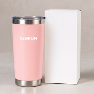 Cenron Stainless Steel Tumbler 20oz Vacuum Insulated Camping Travel <b>Mug</b> Eco-Friendly Pink with Gift <b>Box</b> Minimalist Design - Product Image 1