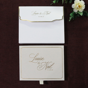 Boîte de mariage personnalisée de luxe en velours crème avec couverture rigide, feuille d'or, acrylique transparent et <span class=keywords><strong>photo</strong></span> ravissante pour les invitations de mariage - Product Image 5