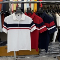 Chemises Polo Homme Quotidiennes et Professionnelles en Polyester Coton Spandex Anti-boulochage à Manches Courtes, Toucher Doux, avec Écusson Tissé Personnalisé Multicolore