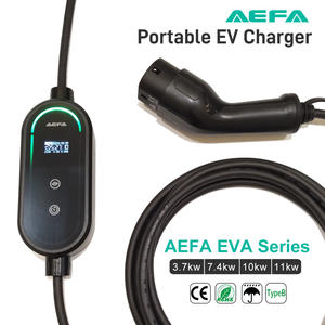 Cargador EV portátil de 11kW IP67 impermeable Protección tipo B Cargador AEFA 3kw-11kw Estación de carga trifásica ajustable 16A Tipo 2 - Product Image 2