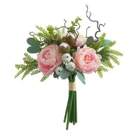 New Arrival High Quality Wedding Decorations Pink Artificial Peony Hand Bouquet