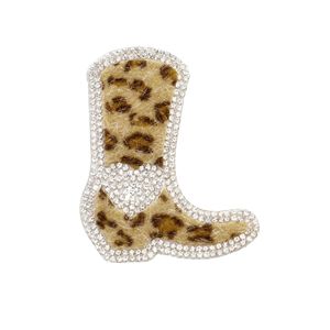 Kişiselleştirilmiş özel ayakkabılar çizmeler aplikler yama Glitter Rhinestone Leopard Boot nakış demir on yamalar için giysi çanta şapkalar - Product Image 4