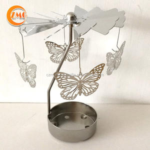 Wholesale High Quality Rotary Merry-go-round Silver Metal Leaf Tea Light <strong>Candle</strong> <strong>Holders</strong> - Product Image 3
