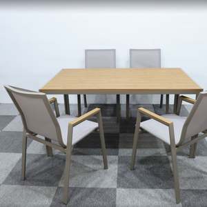 Ensemble <span class=keywords><strong>de</strong></span> table <span class=keywords><strong>et</strong></span> chaises <span class=keywords><strong>de</strong></span> <span class=keywords><strong>jardin</strong></span> moderne en métal <span class=keywords><strong>et</strong></span> <span class=keywords><strong>aluminium</strong></span>, finition colorée, 5 pièces, 150 cm, avec pieds amovibles, pour hôtel <span class=keywords><strong>et</strong></span> parc - Product Image 4