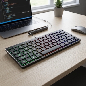 Clavier en plastique 78 touches 60% filaire RGB ultra-plat mini rétroéclairé <span class=keywords><strong>pas</strong></span> <span class=keywords><strong>cher</strong></span> - Product Image 1