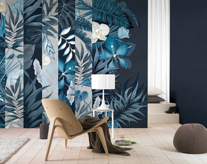 Papier peint mural 3D personnalisé, paysage <span class=keywords><strong>tropical</strong></span>, feuilles de plantes peintes à la main, fleurs, <span class=keywords><strong>chambre</strong></span> à coucher, décoration de la maison, imperméable - Product Image 1