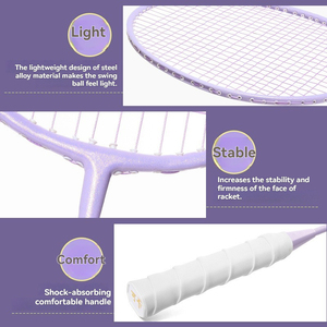 Raqueta de Bádminton de Aleación de Acero con Punto Dulce Ampliado, Agarre Antideslizante y Absorbente de Impactos, Ultraligera y Duradera <span class=keywords><strong>para</strong></span> <span class=keywords><strong>Principiantes</strong></span> - Product Image 4