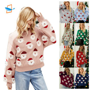 Offres Spéciales nouveau père noël tête tricots européen américain femmes décontracté noël <span class=keywords><strong>pull</strong></span> automne tricoté 3D motif <span class=keywords><strong>pull</strong></span> - Product Image 1