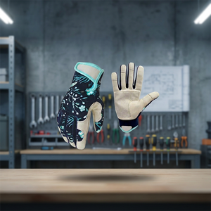 Gants de travail en cuir antidérapants, motif floral, poignet élastique, gants de sécurité polyvalents, bouts des doigts texturés, sans latex, 4 mil - Product Image 3