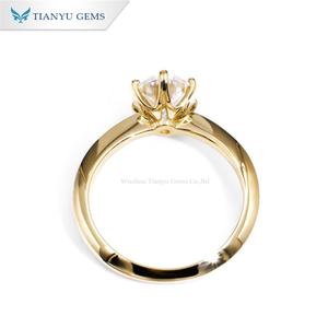 Tianyu Gems classique unisexe coupe ovale Moissanite bague en diamant plaqué or pur pour mariage fiançailles anniversaire cadeau fête - Product Image 5