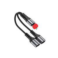 Adaptateur de partage personnalisé 2-en-1 Type-C mâle vers double Type-C femelle, répartiteur audio, cordon court tressé en nylon, coque en aluminium