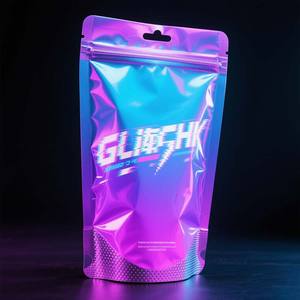 Pochette debout refermable zip-lock en mylar holographique de 16oz avec impression personnalisée emballage d'aliment pour animaux de compagnie anti-odeur au fini mat - Product Image 1