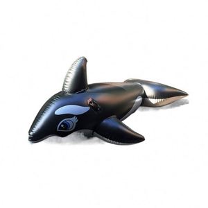 Lit flottant gonflable pour enfant et équipement de surf en forme de baleine noire avec bouée de natation modèle grand requin - Product Image 1