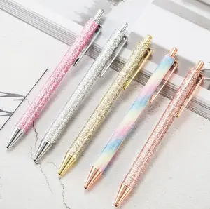 Glitter pen Metal retráctil Pen regalos para mujeres, proveedores de escuela y oficina