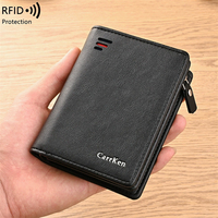Dompet Kartu Kredit Pribadi Anti RFID Mini dengan Kantong Resleting Tipis untuk Pria Logo Kustom