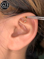 Anting-anting titanium zircon, anting-anting tulang telinga, anting-anting titanium flat back, perhiasan tindik tubuh, anting-anting bibir, anting-anting lidah.
