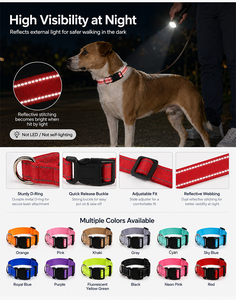 Reflective Nylon Dog <b>Collar</b> <b>Leash</b> Set Adjustable Buckle <b>Pet</b> Lead Set for Walking Training - Product Image 6