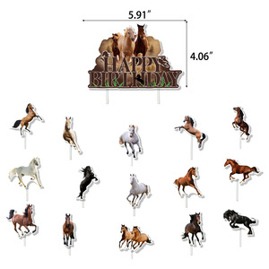 Décoration de fête sur le thème du cheval brun, bannière de dessin animé d'animaux de la forêt, décorations de gâteau, kit de ballons en latex, fournitures pour fête d'<span class=keywords><strong>anniversaire</strong></span> - Product Image 6