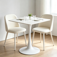 Plateau de table en pierre frittée carrée de haute qualité avec base en fer thermolaqué pour mobilier de restaurant moderne