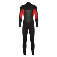 DIVESTAR Desain Khusus 3/2mm Neoprene Wetsuit Seluruh Badan Ritsleting Dada Lengan Panjang untuk Surfing dan Diving dengan Pelindung Lutut Anti Air
