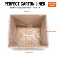 Sac en PE transparent à fond carré, doublure de carton en HDPE/LDPE, ouverture supérieure, étanche, thermoscellable, durable, pour emballage de palettes et de boîtes en vrac