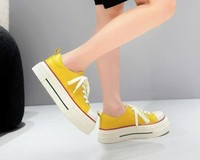 Espadrilles rétro à plateforme en toile à lacets, semelle épaisse, rehaussantes, respirantes, baskets décontractées pour femmes