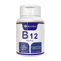 Compléments alimentaires quotidiens pour adultes en marque privée, capsules de vitamine B12, 90 comprimés, 2 500 mcg, végétarien, sans OGM, sans gluten